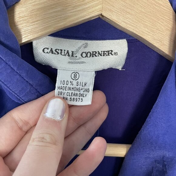 Casual Corner Womens Silk Wrap Dress With Long Sleeves Pockets Royal Blue Size 8 - Picture 4 of 12